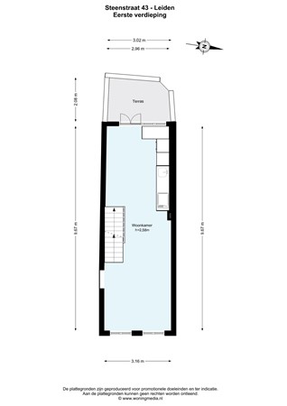 Floorplan - Steenstraat 43, 2312 BV Leiden